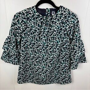 NWT Janie and Jack sz 6 Girls Navy Floral Ruffle Sleeve Dress Chiffon Easter